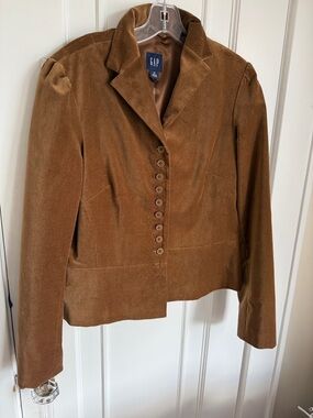 GAP Women's Brown Suede Button-Front Blazer sergeant Pepper